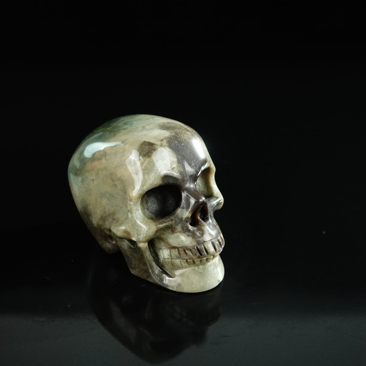 2.2" Nine Dragon Jade Crystal Skull Carving - Unique Piece #HA05