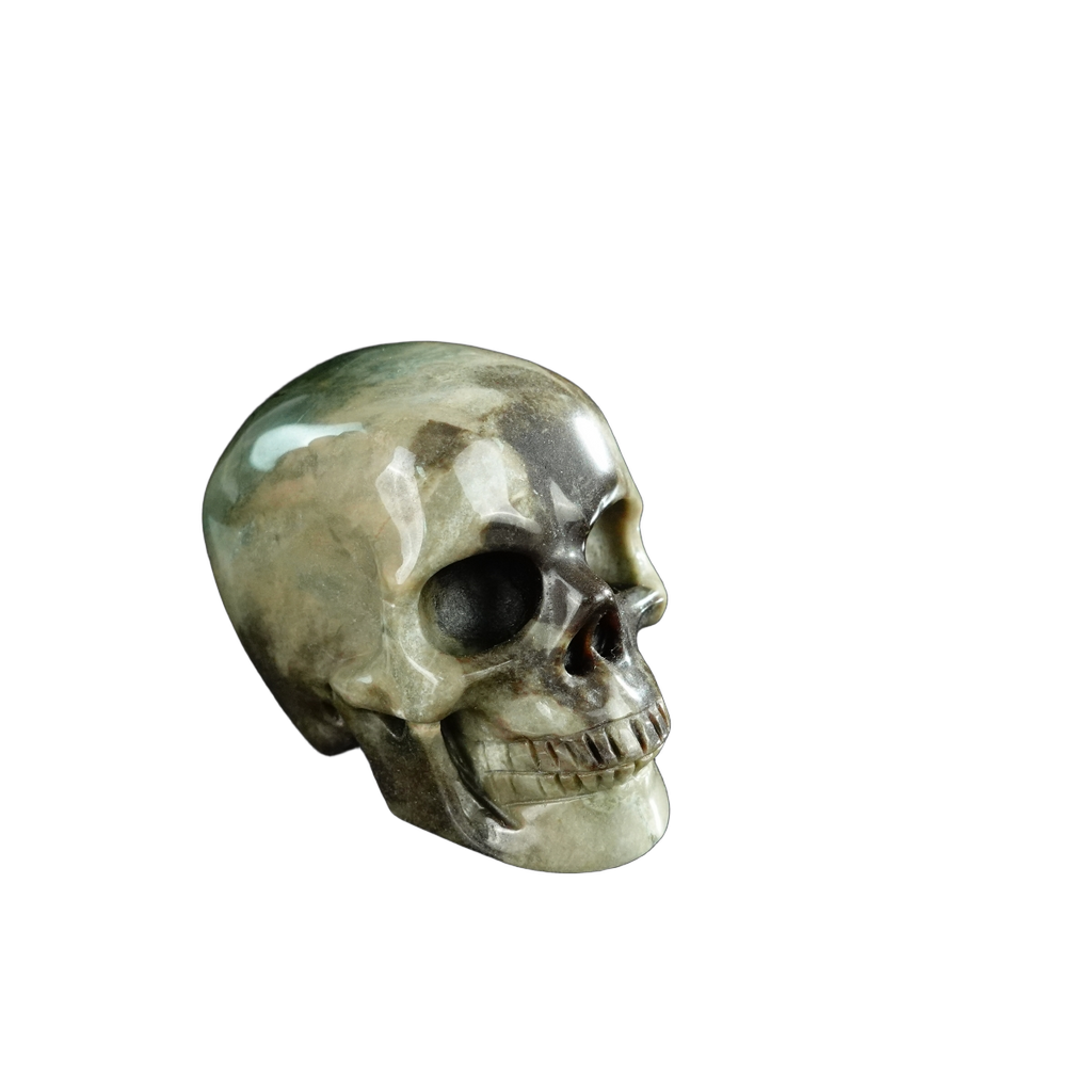 2.2" Nine Dragon Jade Crystal Skull Carving - Unique Piece #HA05