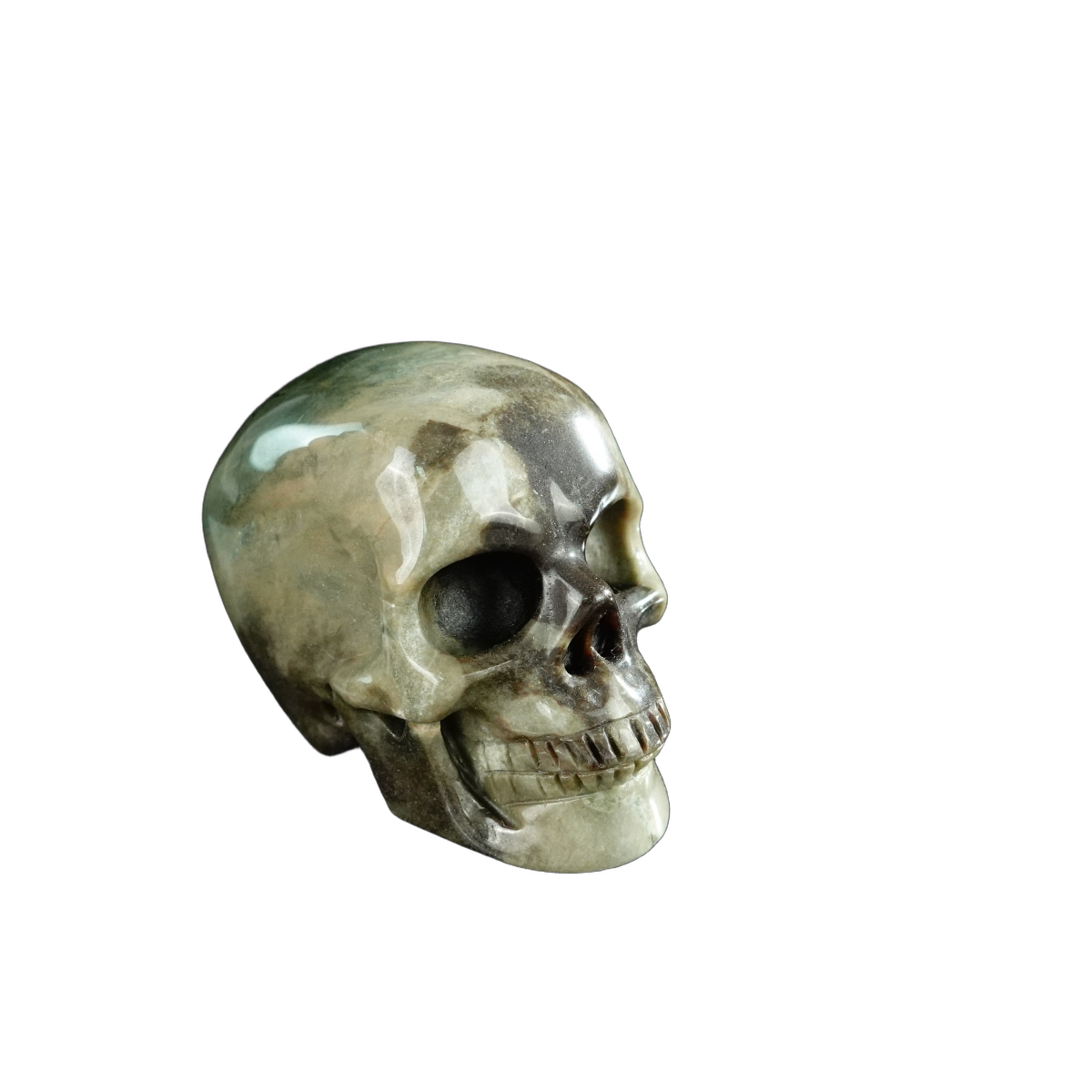 2.2" Nine Dragon Jade Crystal Skull Carving - Unique Piece #HA05