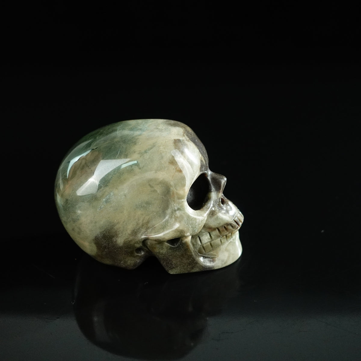 2.2" Nine Dragon Jade Crystal Skull Carving - Unique Piece #HA05