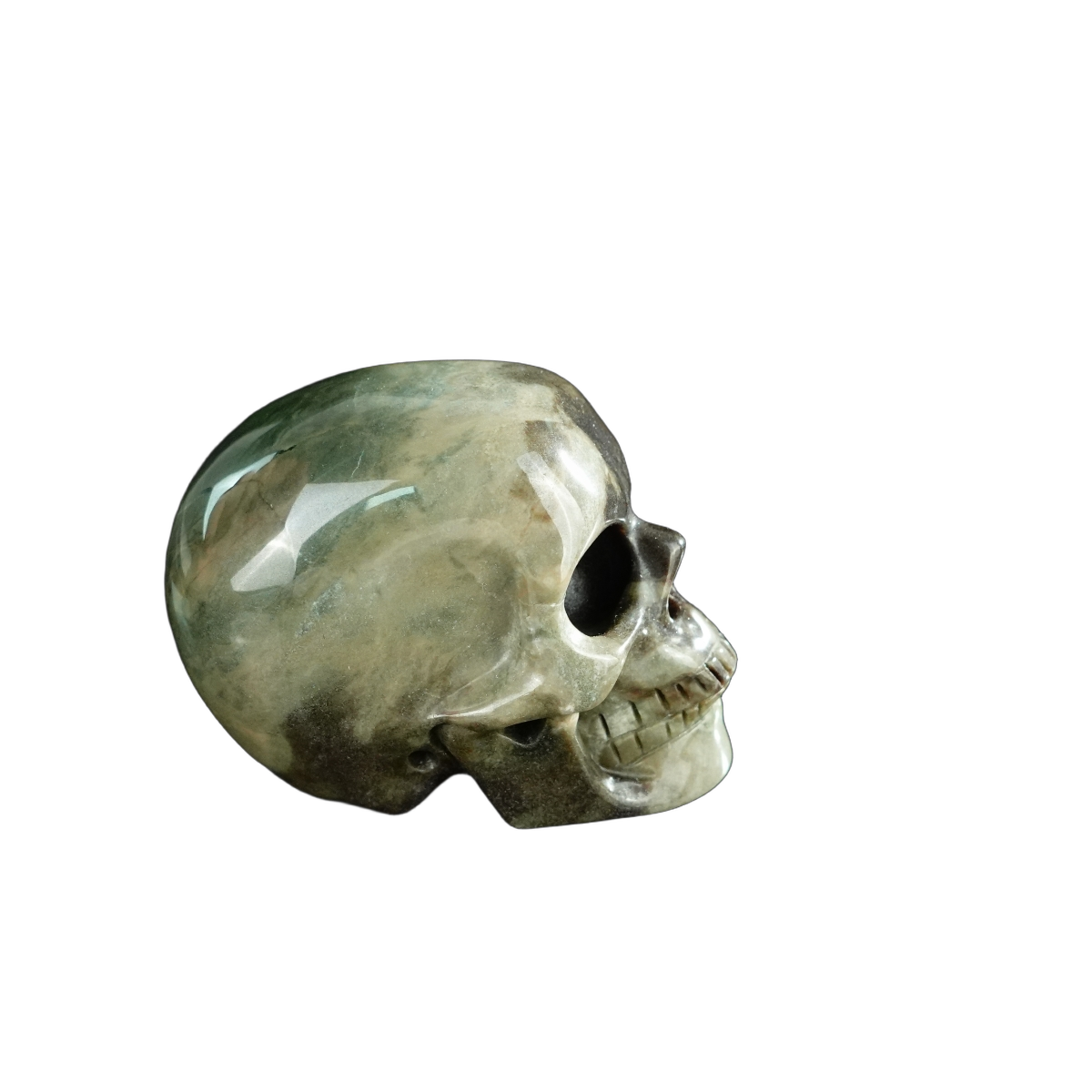 2.2" Nine Dragon Jade Crystal Skull Carving - Unique Piece #HA05