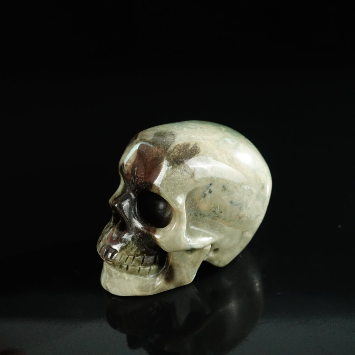 2.2" Nine Dragon Jade Crystal Skull Carving - Unique Piece #HA05