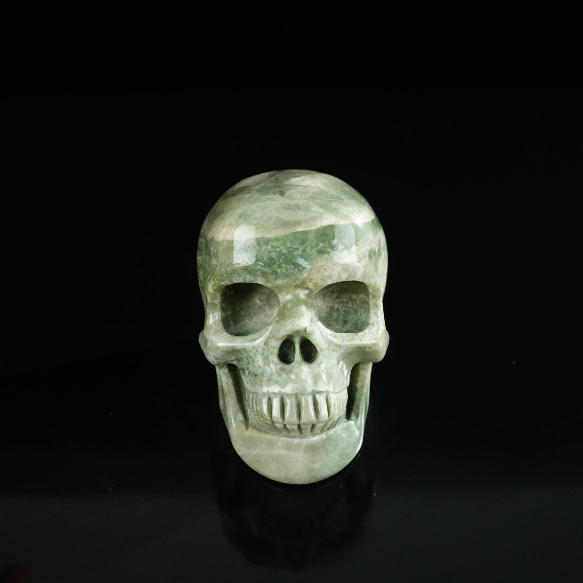 2.2" Nine Dragon Jade Crystal Skull Carving - Unique Piece #HA06