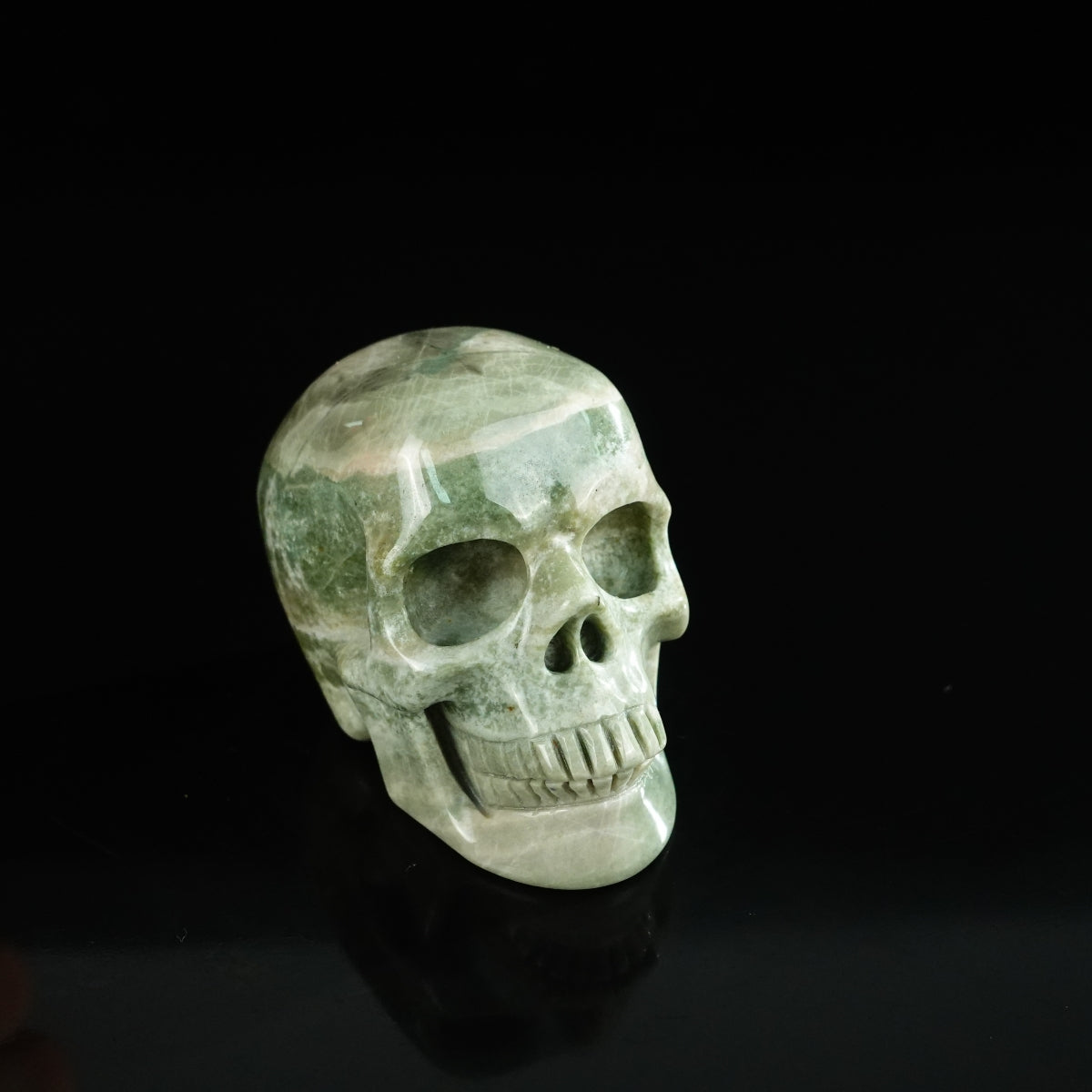 2.2" Nine Dragon Jade Crystal Skull Carving - Unique Piece #HA06