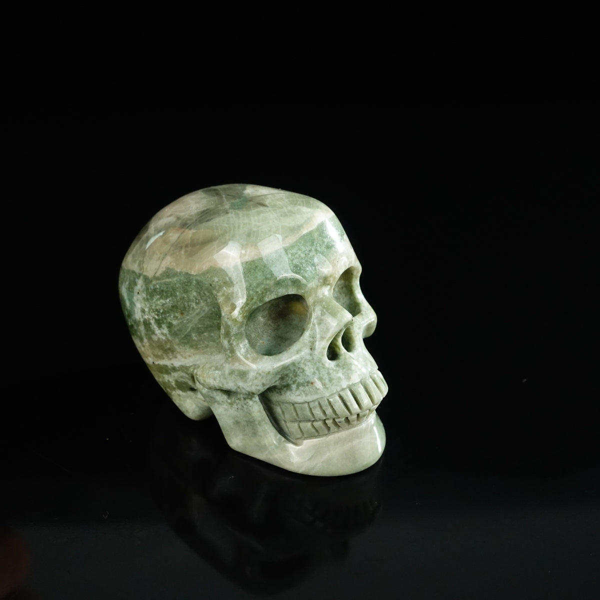 2.2" Nine Dragon Jade Crystal Skull Carving - Unique Piece #HA06