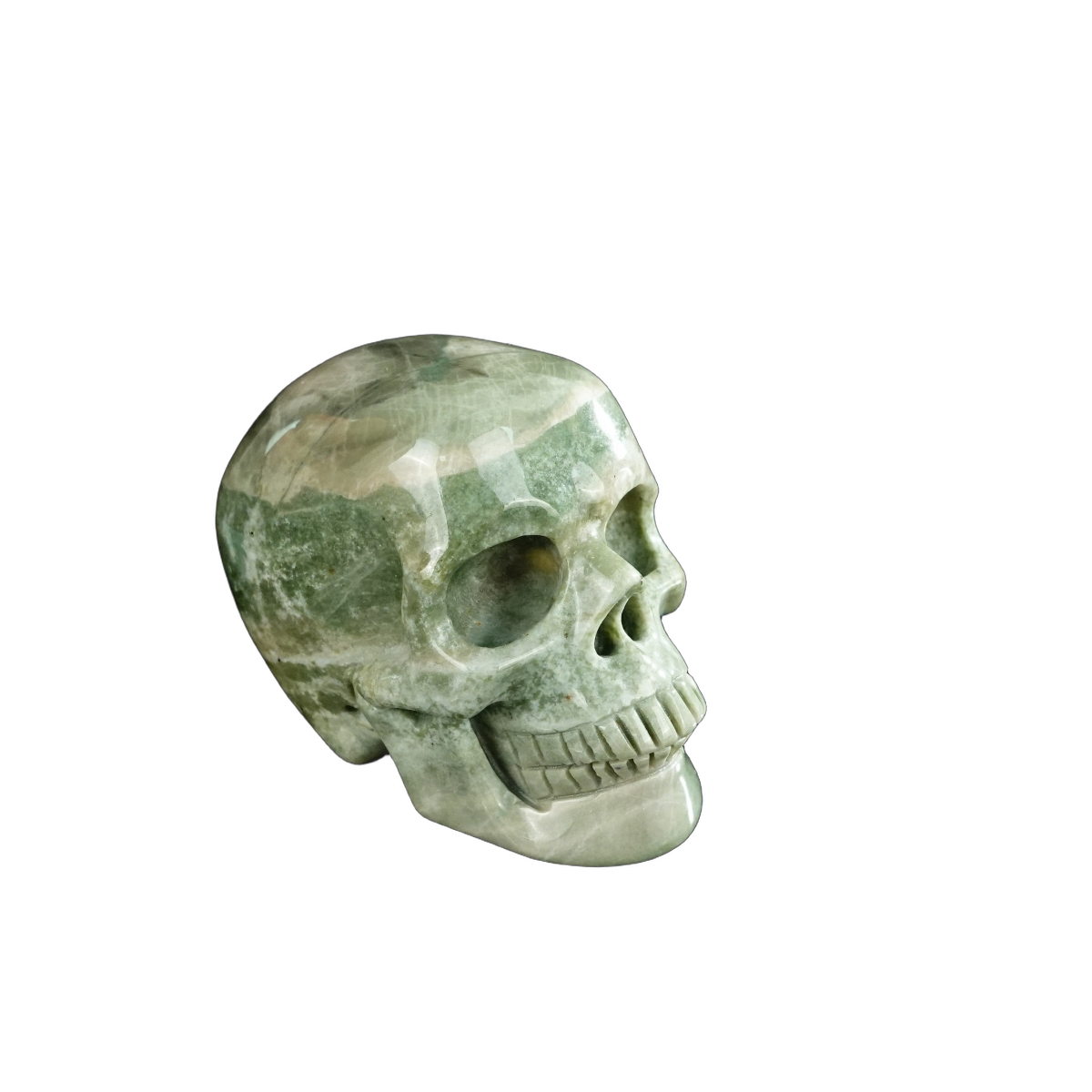 2.2" Nine Dragon Jade Crystal Skull Carving - Unique Piece #HA06