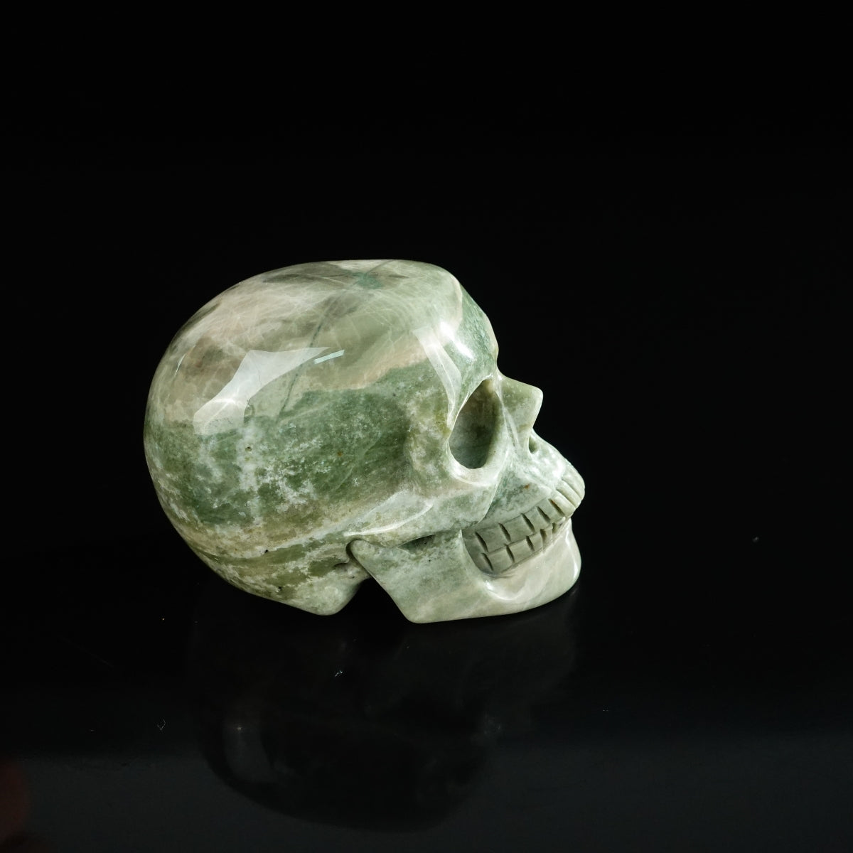 2.2" Nine Dragon Jade Crystal Skull Carving - Unique Piece #HA06