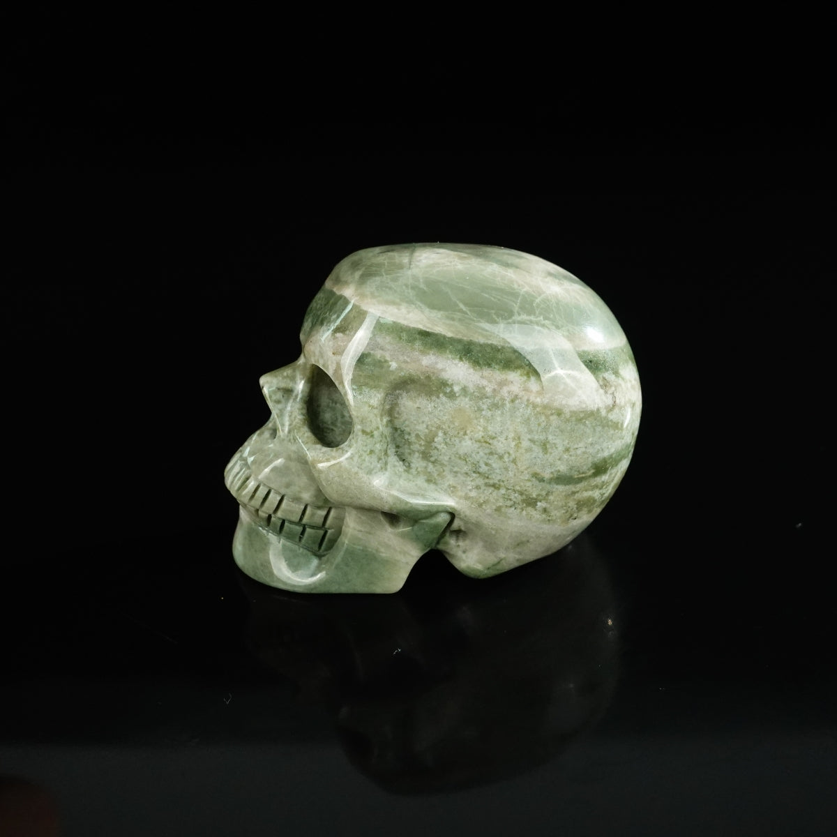 2.2" Nine Dragon Jade Crystal Skull Carving - Unique Piece #HA06
