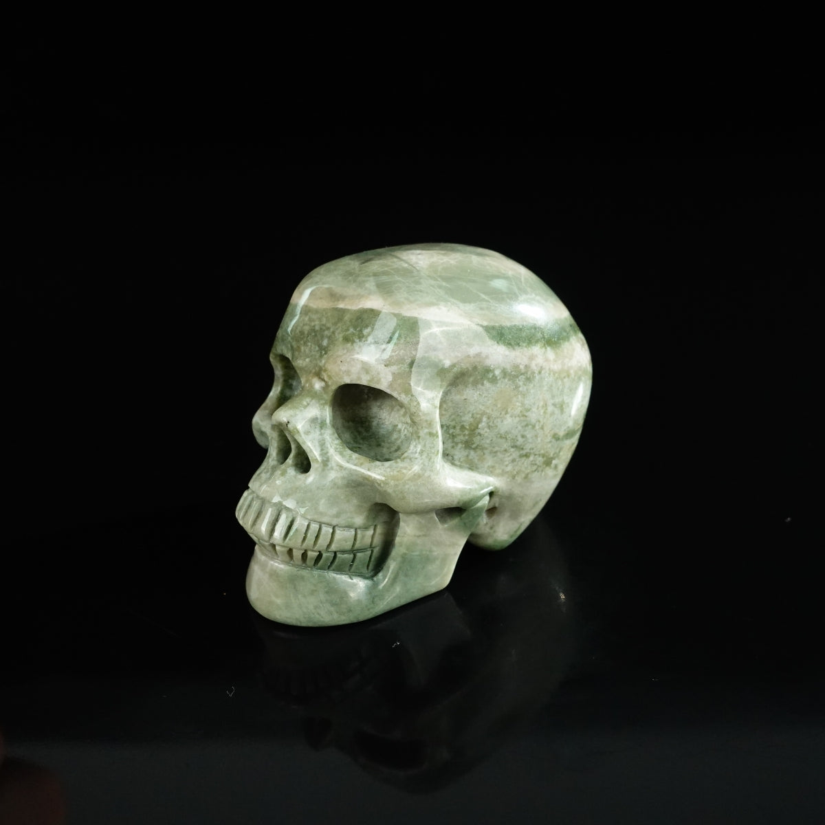 2.2" Nine Dragon Jade Crystal Skull Carving - Unique Piece #HA06