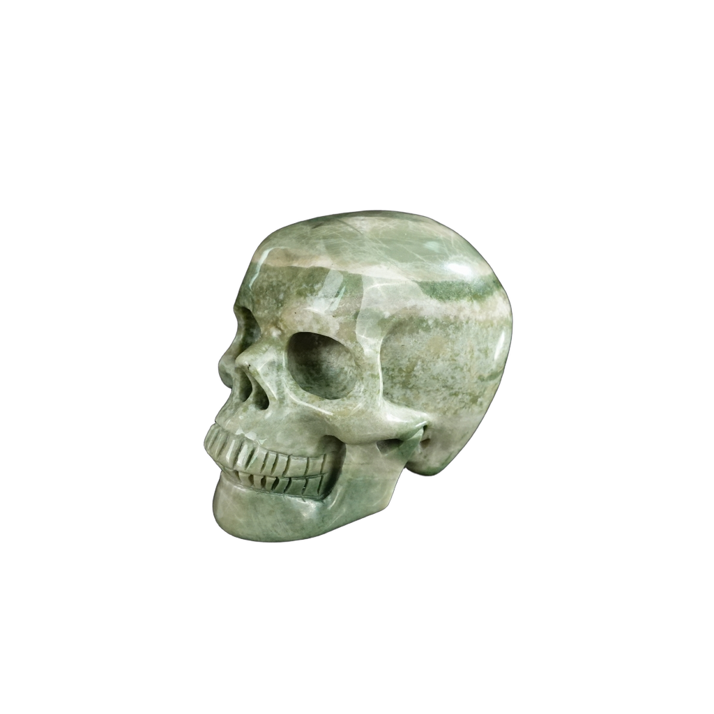 2.2" Nine Dragon Jade Crystal Skull Carving - Unique Piece #HA06