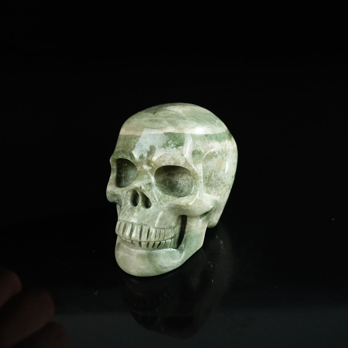 2.2" Nine Dragon Jade Crystal Skull Carving - Unique Piece #HA06