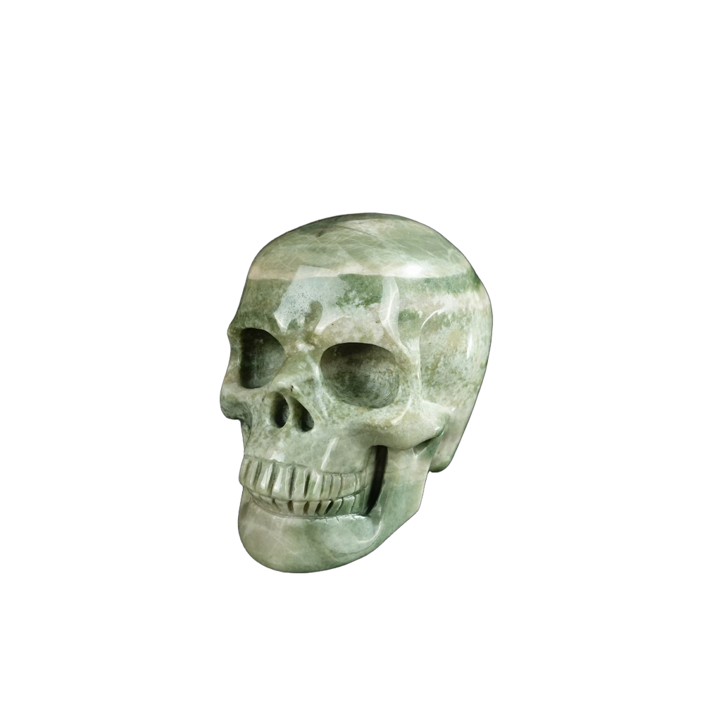 2.2" Nine Dragon Jade Crystal Skull Carving - Unique Piece #HA06
