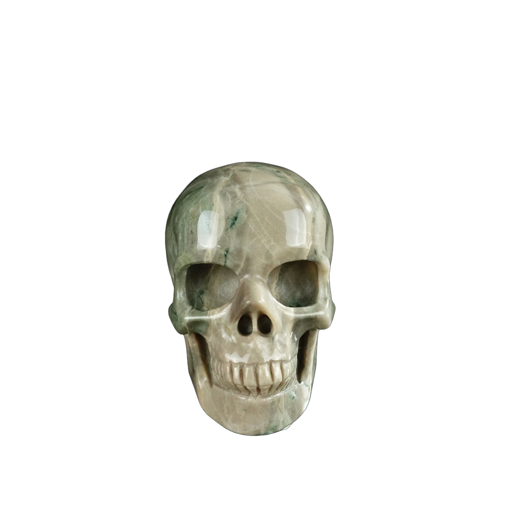 2.2" Nine Dragon Jade Crystal Skull Carving - Unique Piece #HA07