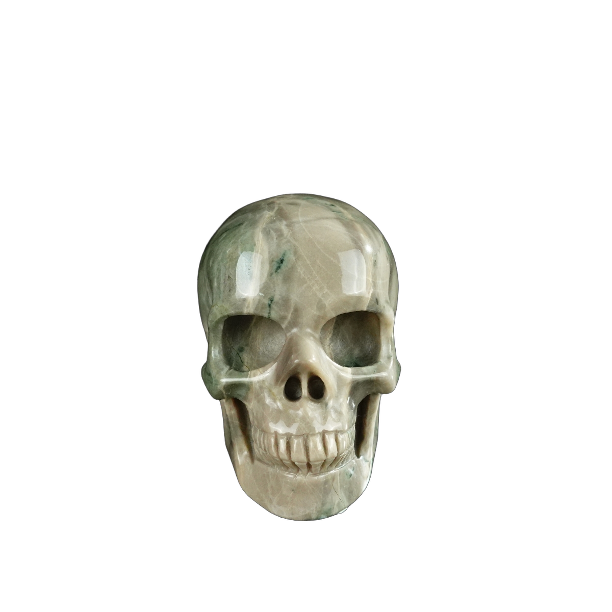 2.2" Nine Dragon Jade Crystal Skull Carving - Unique Piece #HA07