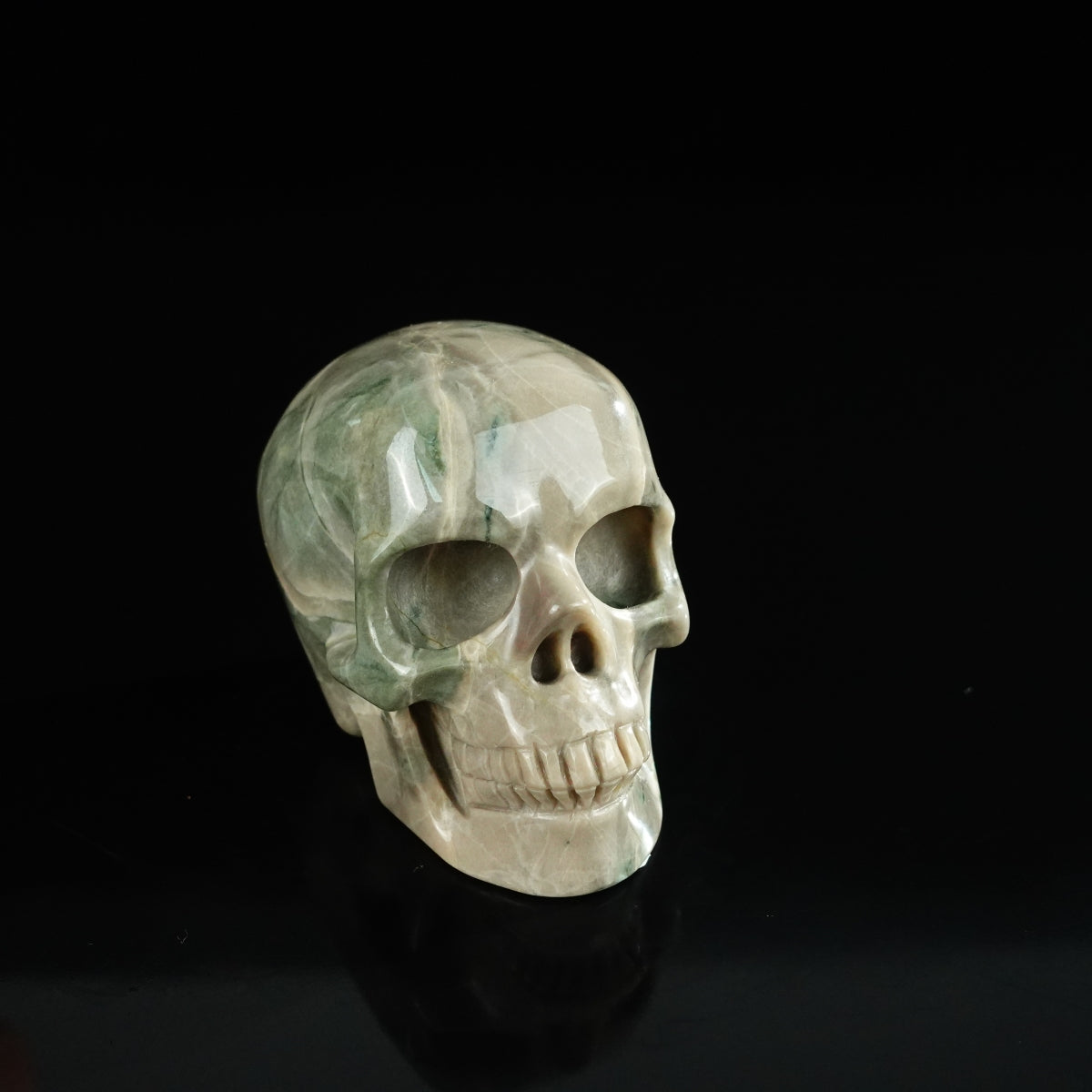 2.2" Nine Dragon Jade Crystal Skull Carving - Unique Piece #HA07