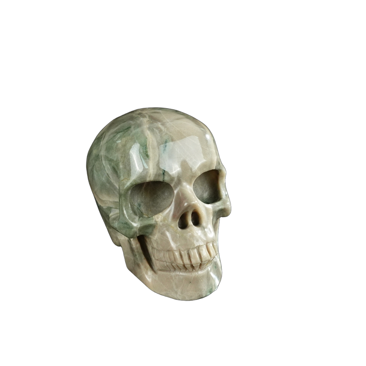 2.2" Nine Dragon Jade Crystal Skull Carving - Unique Piece #HA07
