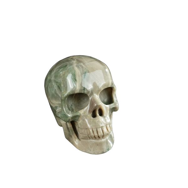 2.2" Nine Dragon Jade Crystal Skull Carving - Unique Piece #HA07 - alternate view
