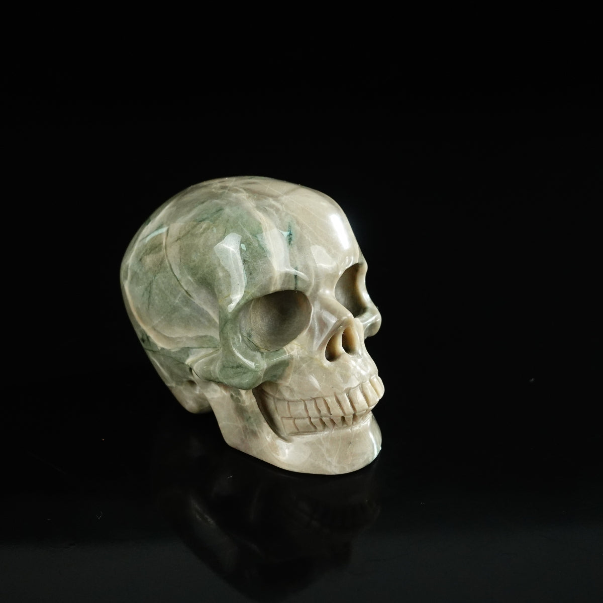 2.2" Nine Dragon Jade Crystal Skull Carving - Unique Piece #HA07
