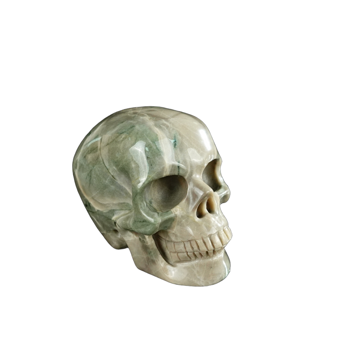 2.2" Nine Dragon Jade Crystal Skull Carving - Unique Piece #HA07