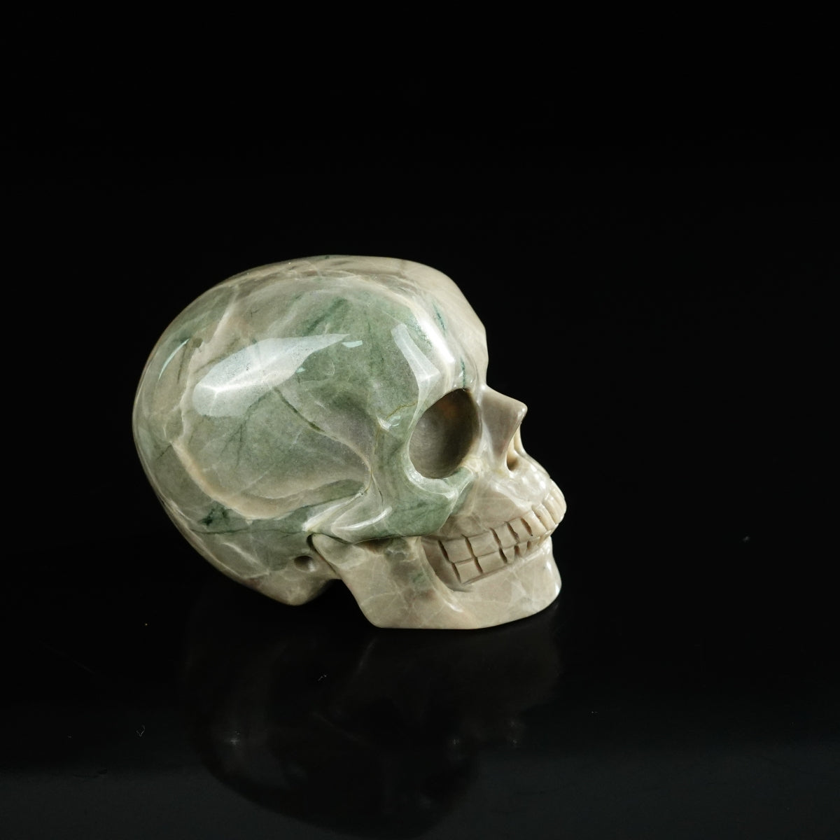 2.2" Nine Dragon Jade Crystal Skull Carving - Unique Piece #HA07