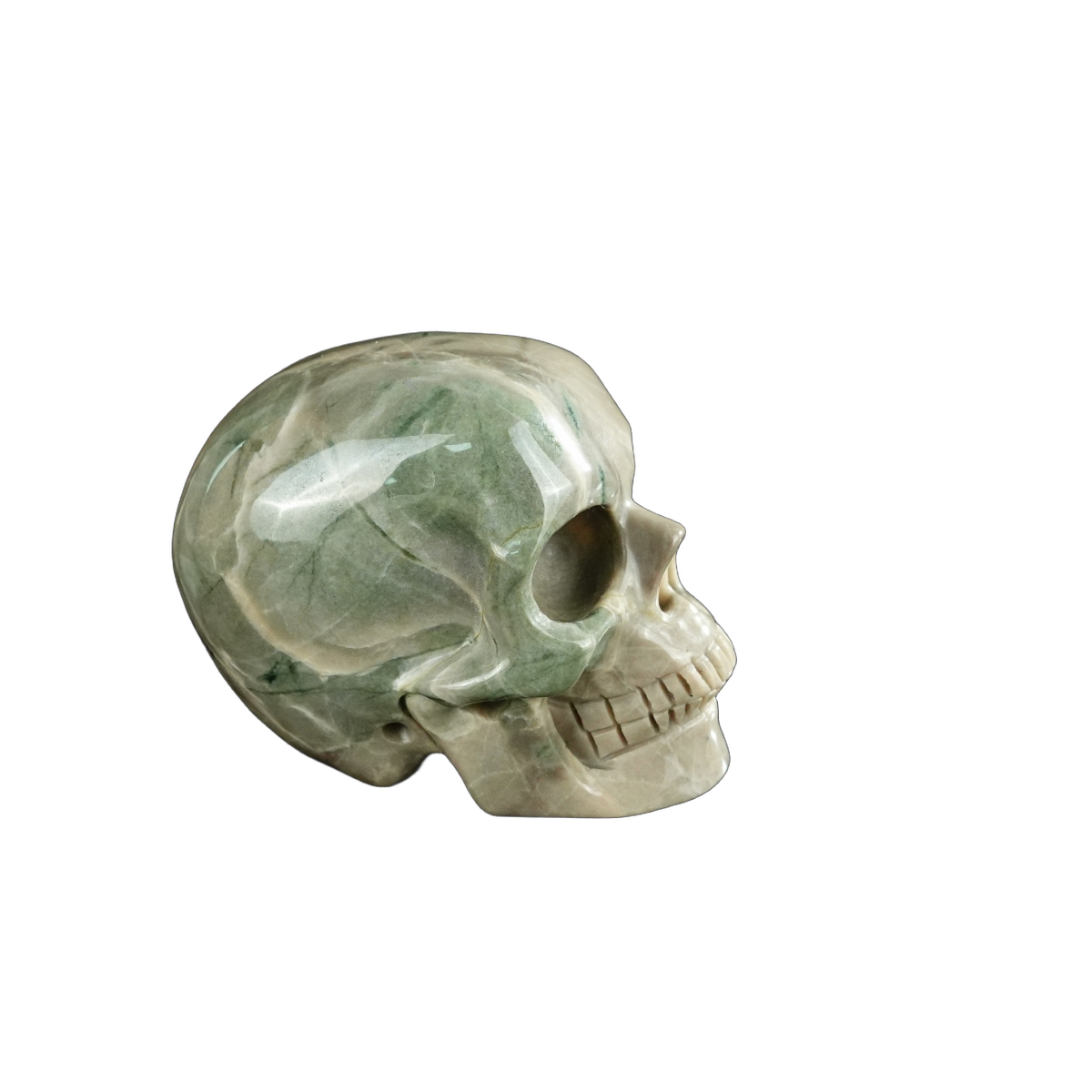 2.2" Nine Dragon Jade Crystal Skull Carving - Unique Piece #HA07