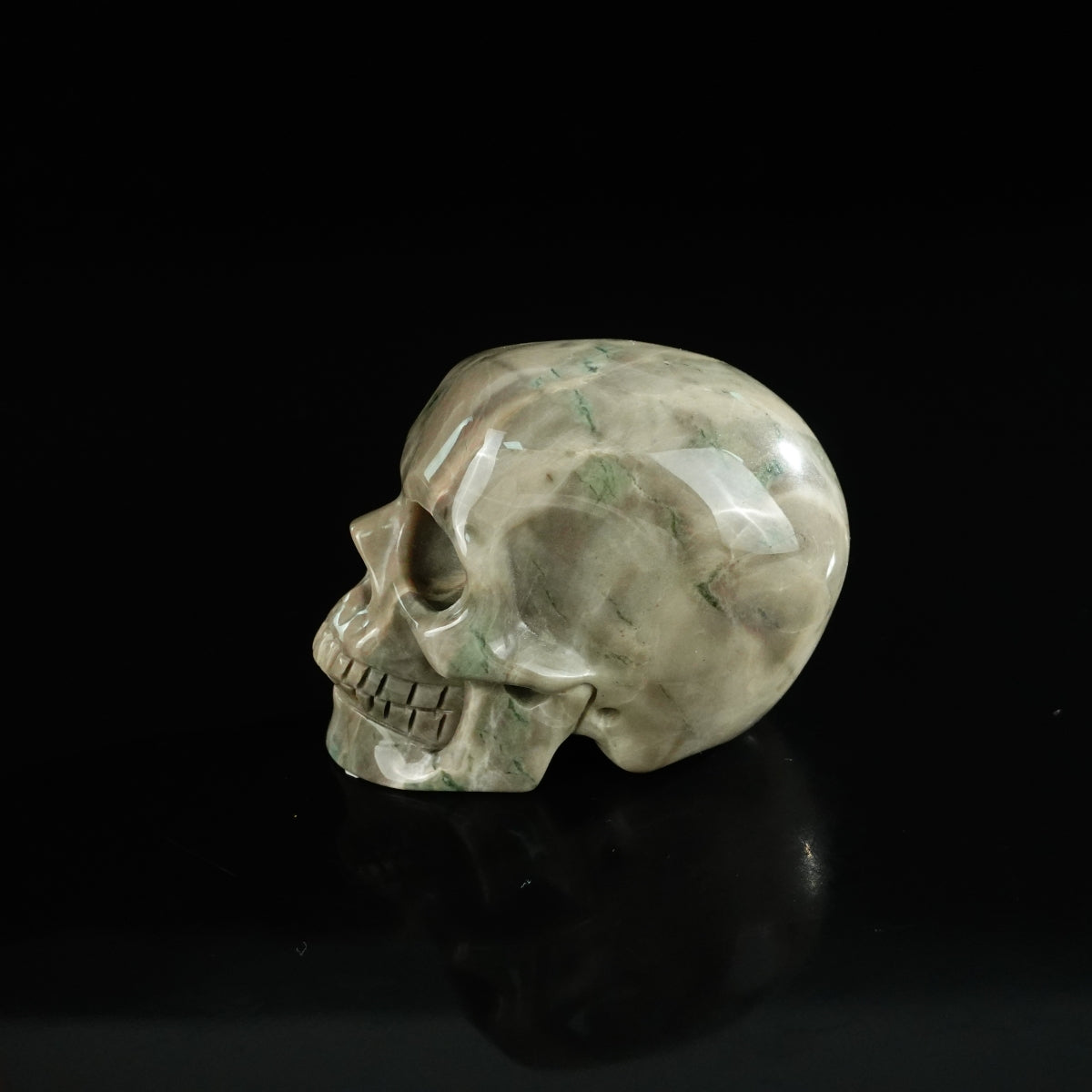 2.2" Nine Dragon Jade Crystal Skull Carving - Unique Piece #HA07