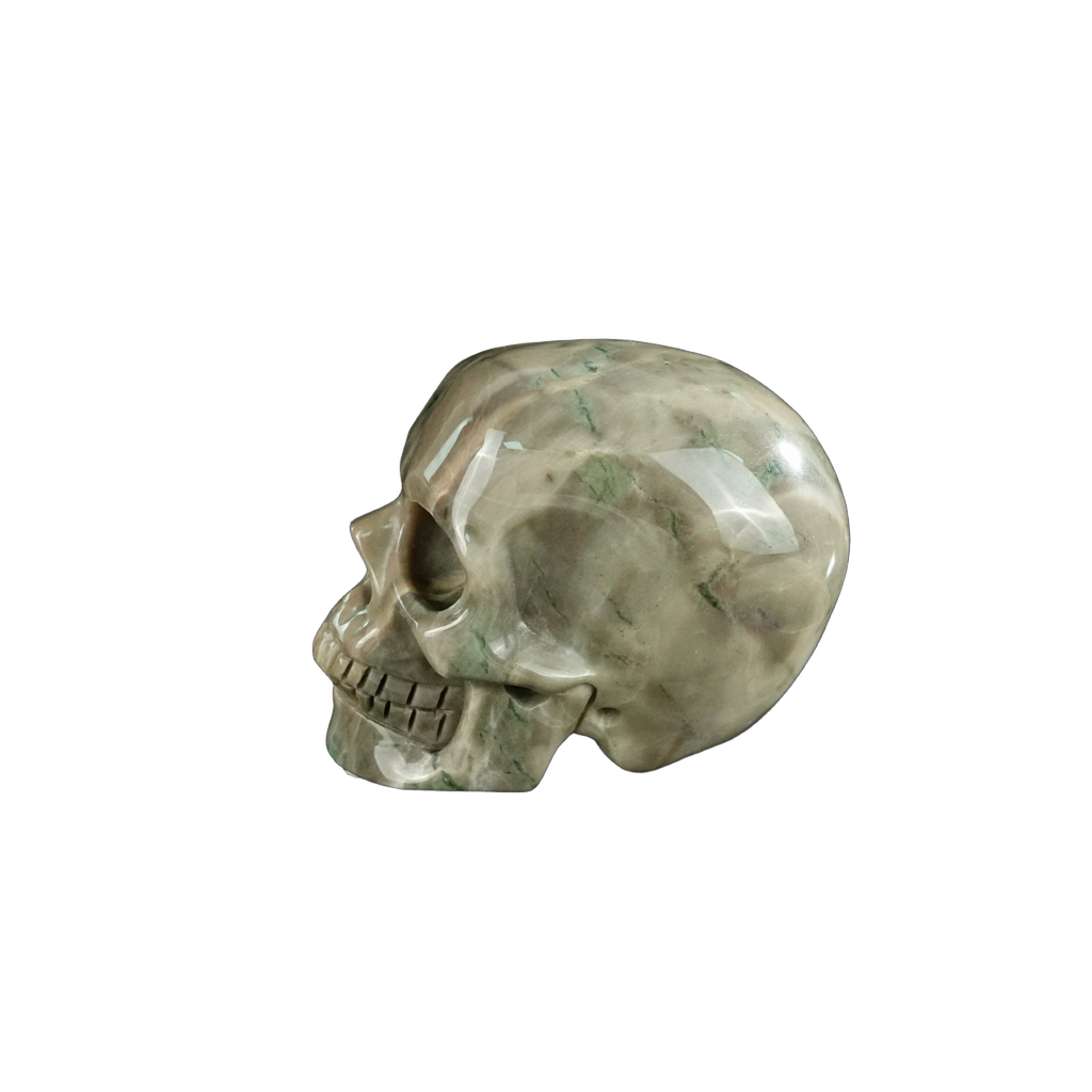 2.2" Nine Dragon Jade Crystal Skull Carving - Unique Piece #HA07