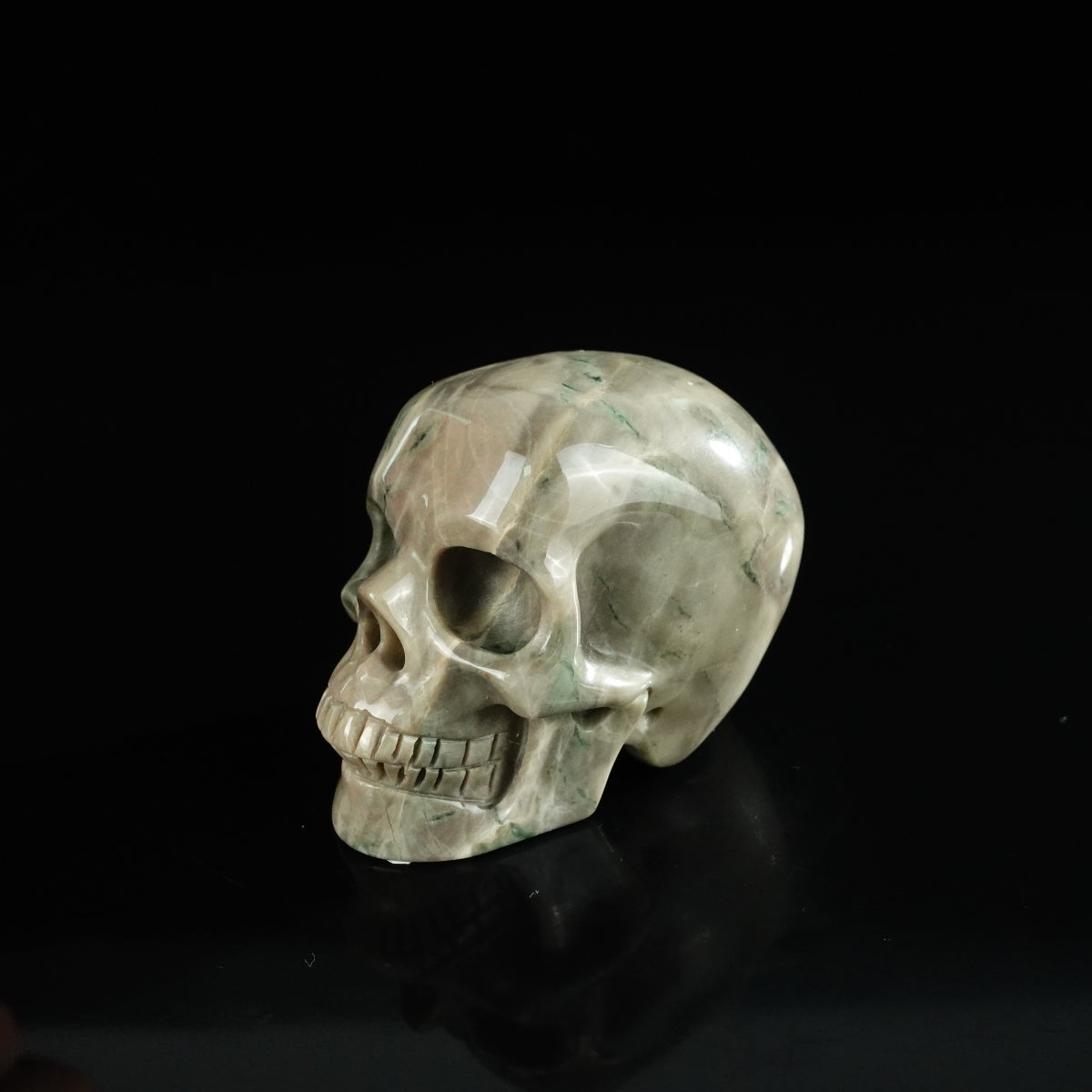 2.2" Nine Dragon Jade Crystal Skull Carving - Unique Piece #HA07