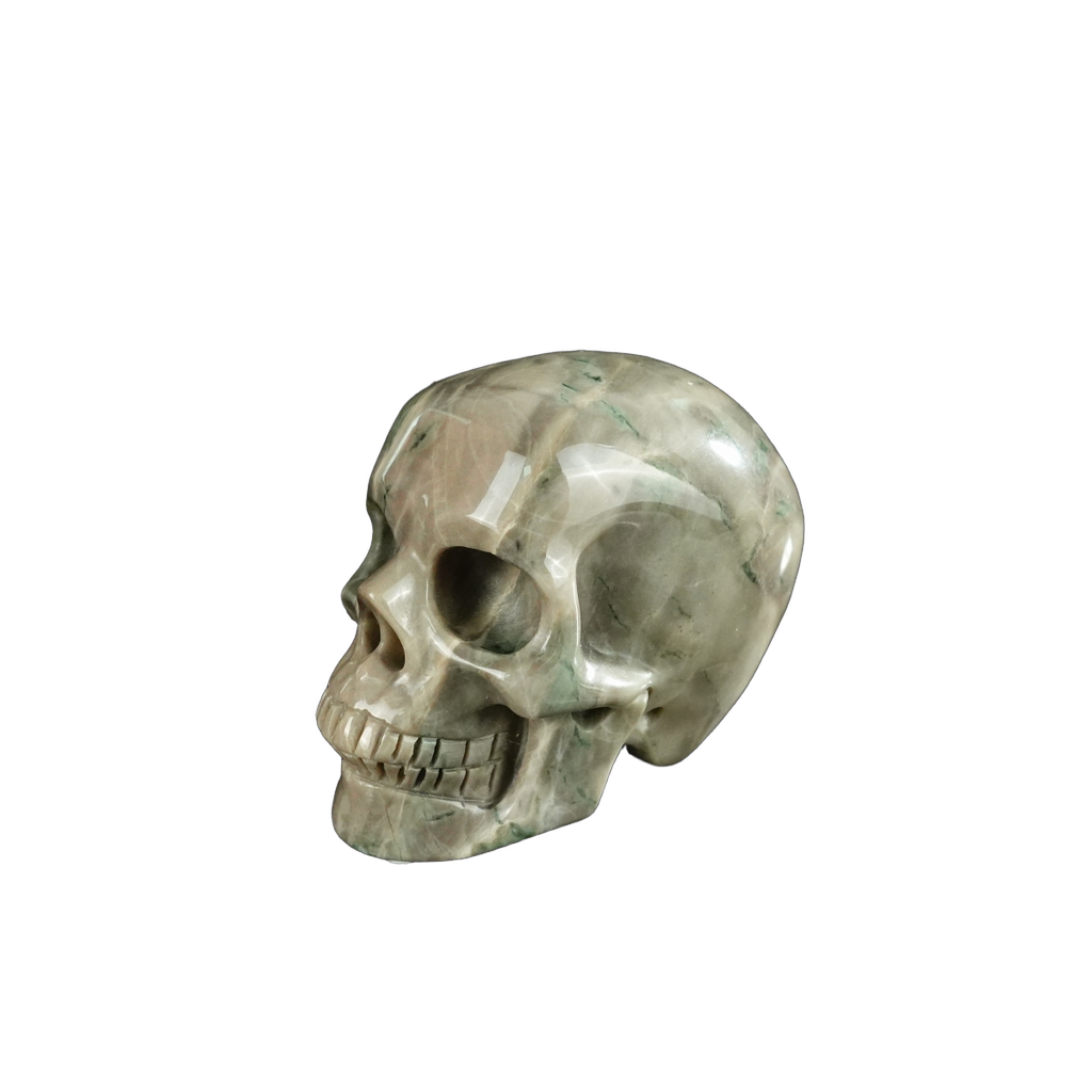 2.2" Nine Dragon Jade Crystal Skull Carving - Unique Piece #HA07