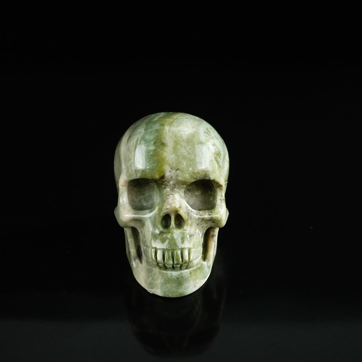 2.2" Nine Dragon Jade Crystal Skull Carving - Unique Piece #HA08