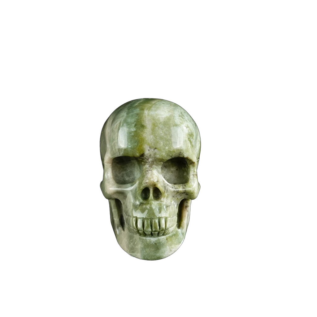 2.2" Nine Dragon Jade Crystal Skull Carving - Unique Piece #HA08