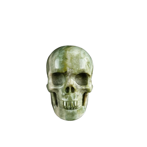 2.2" Nine Dragon Jade Crystal Skull Carving - Unique Piece #HA08