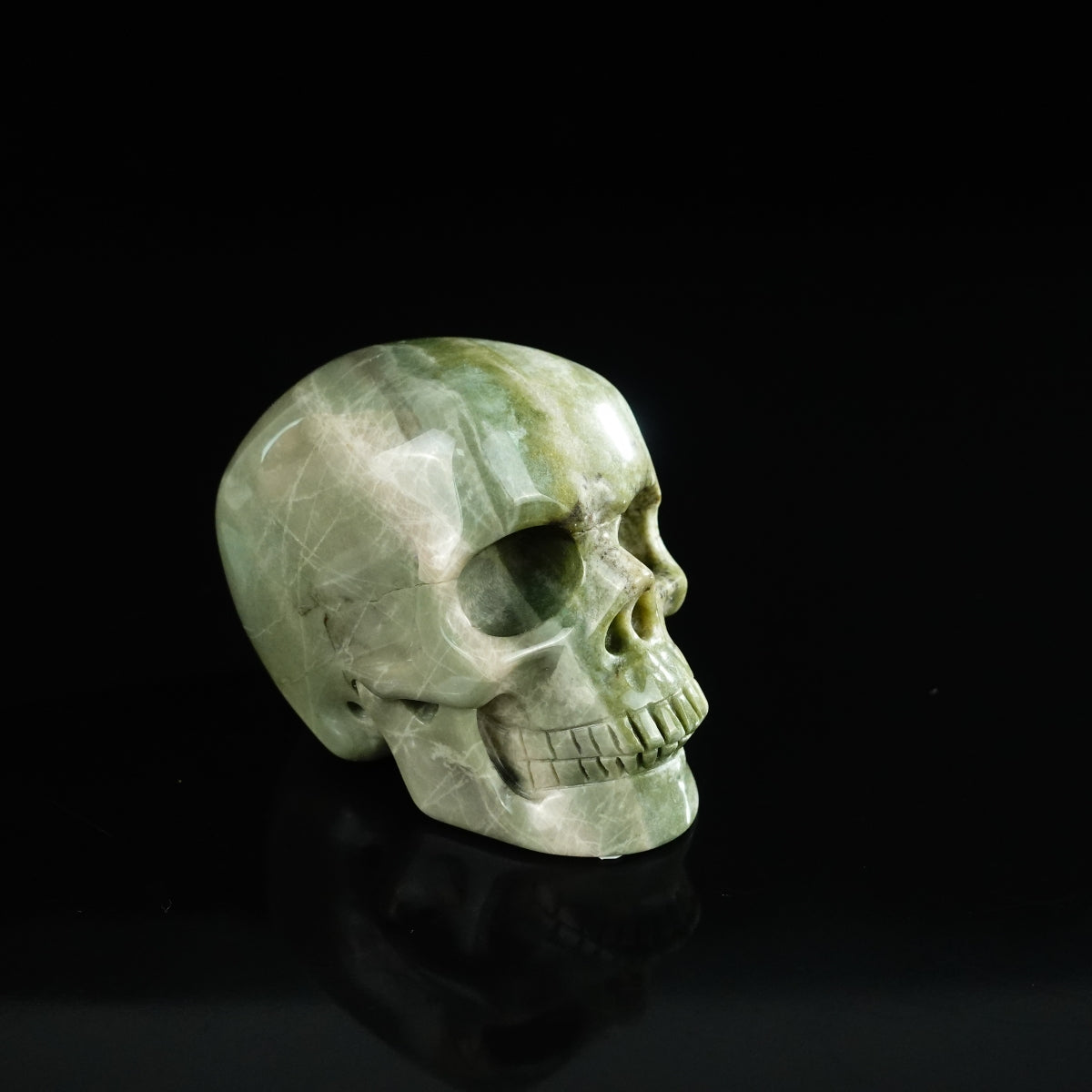 2.2" Nine Dragon Jade Crystal Skull Carving - Unique Piece #HA08