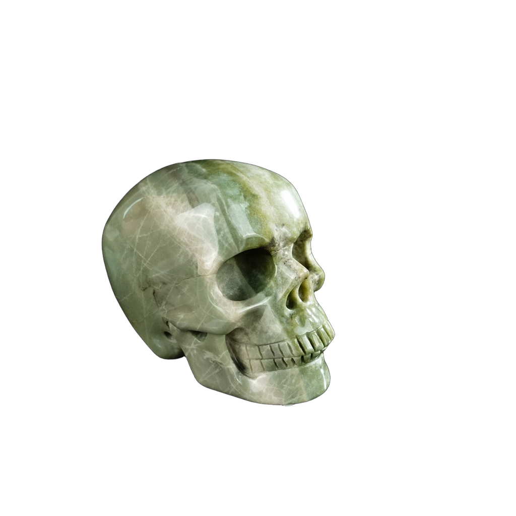 2.2" Nine Dragon Jade Crystal Skull Carving - Unique Piece #HA08