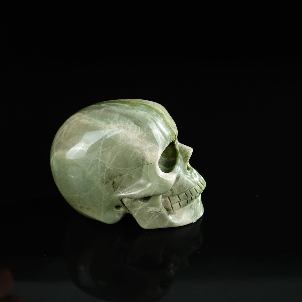 2.2" Nine Dragon Jade Crystal Skull Carving - Unique Piece #HA08