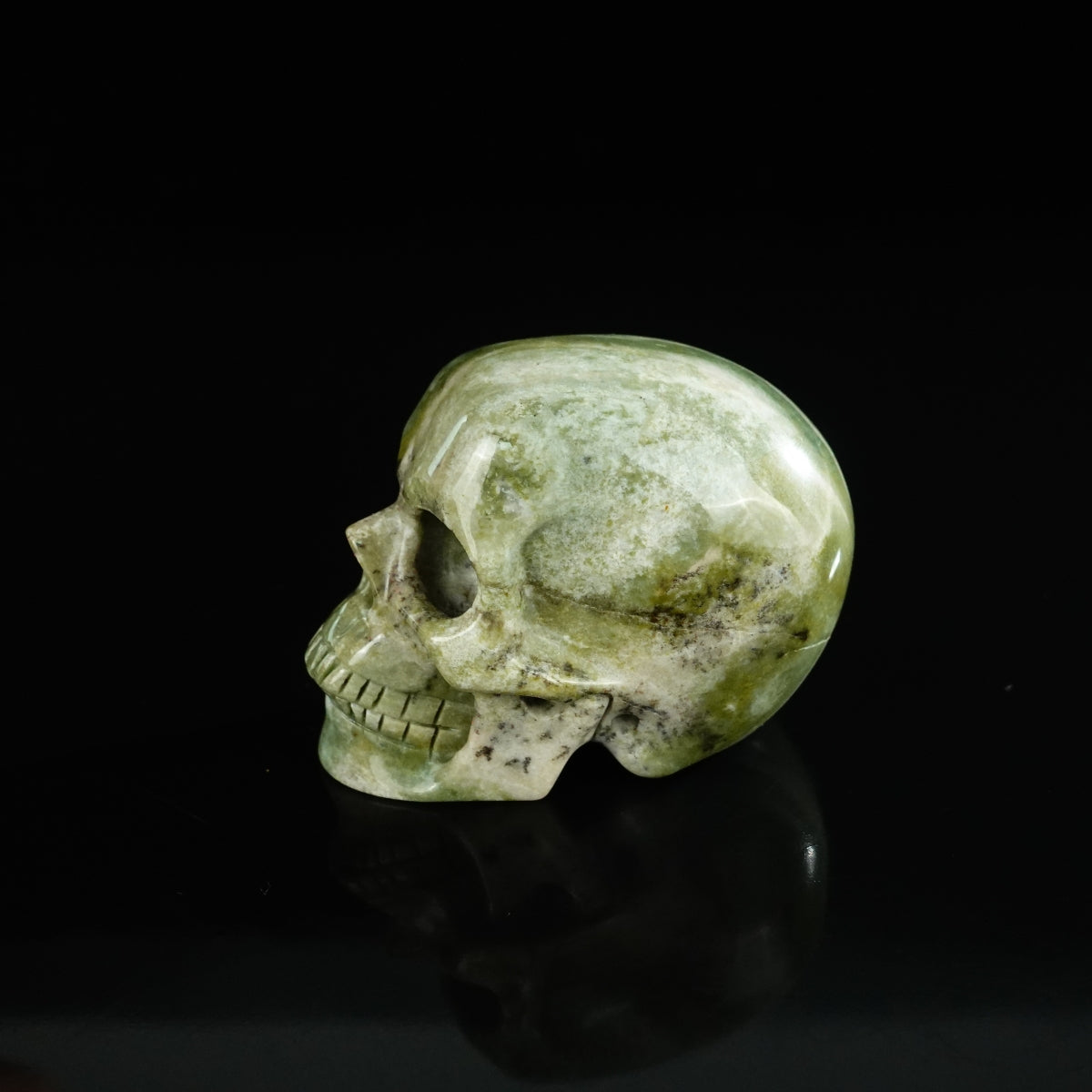 2.2" Nine Dragon Jade Crystal Skull Carving - Unique Piece #HA08
