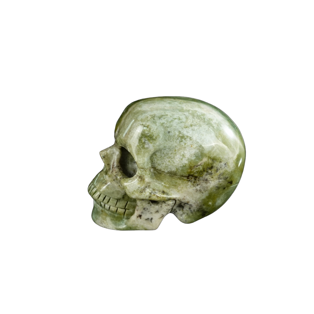 2.2" Nine Dragon Jade Crystal Skull Carving - Unique Piece #HA08