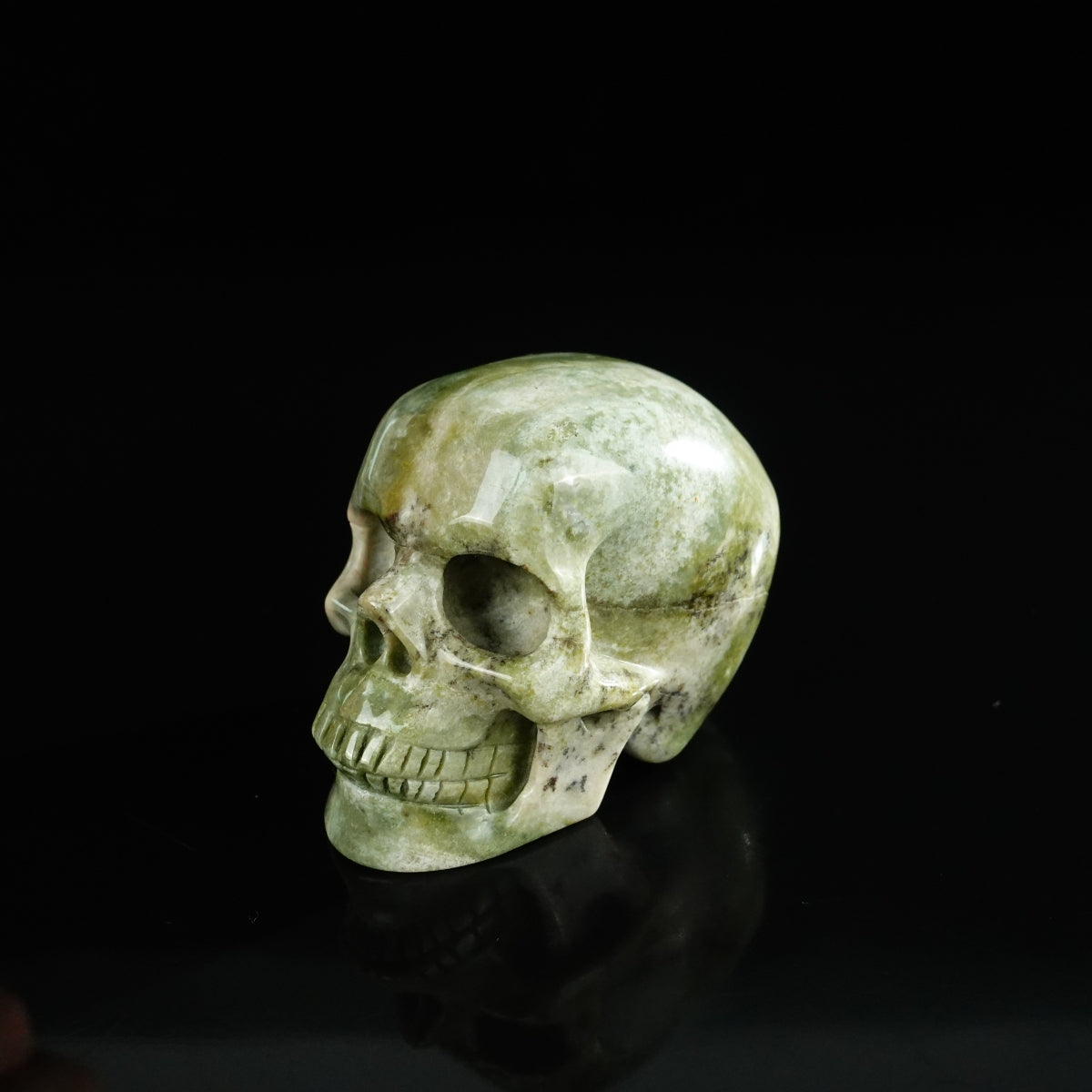 2.2" Nine Dragon Jade Crystal Skull Carving - Unique Piece #HA08