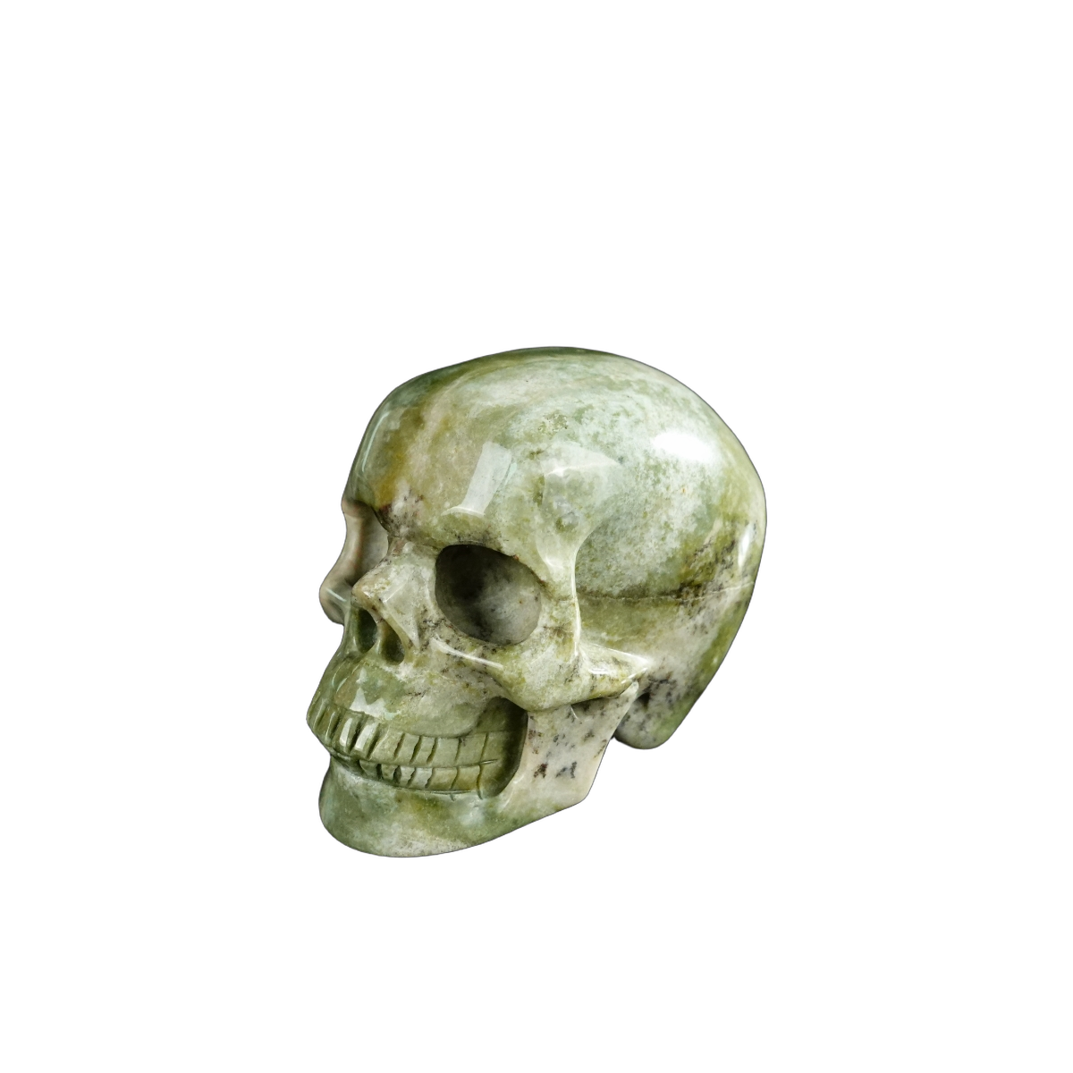 2.2" Nine Dragon Jade Crystal Skull Carving - Unique Piece #HA08