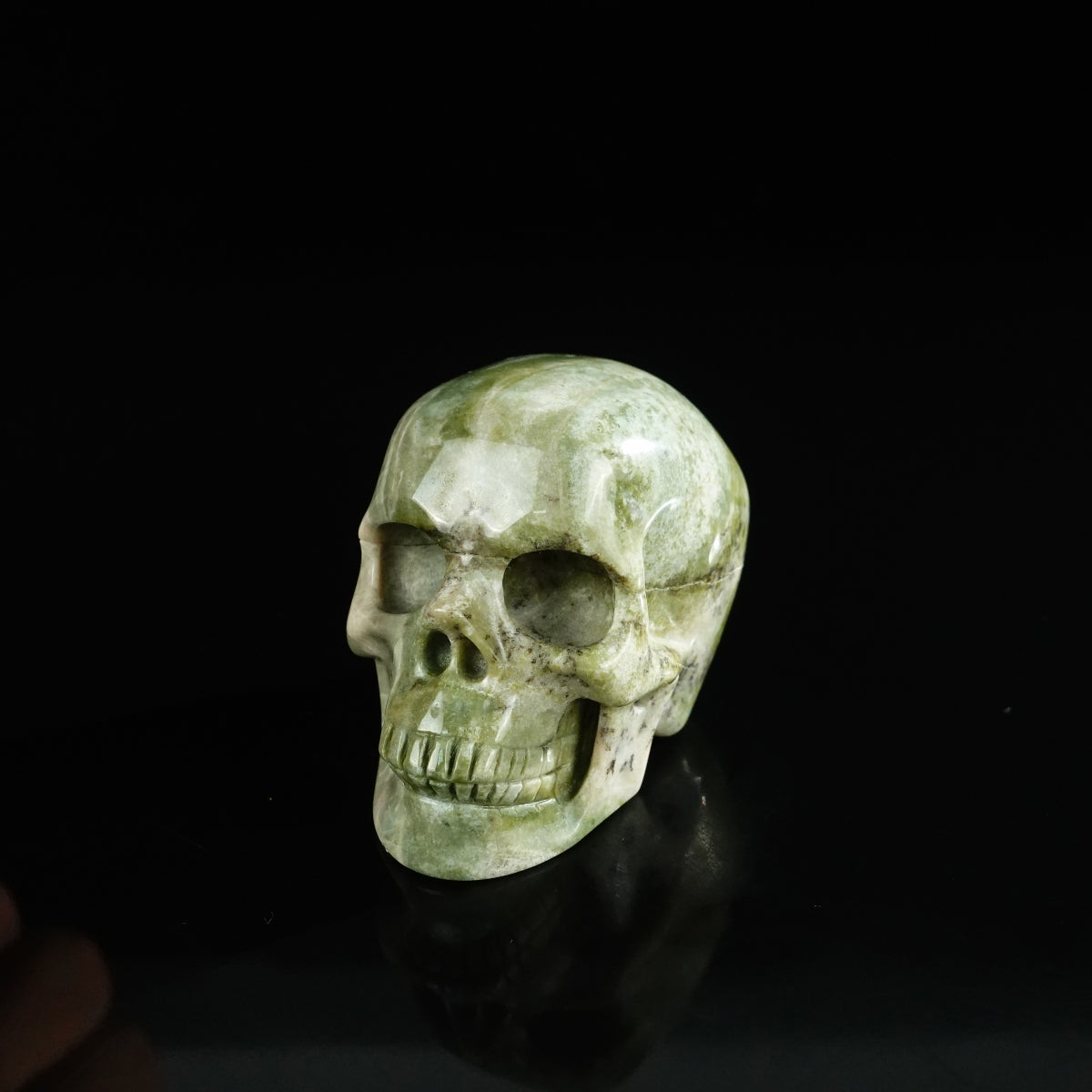 2.2" Nine Dragon Jade Crystal Skull Carving - Unique Piece #HA08