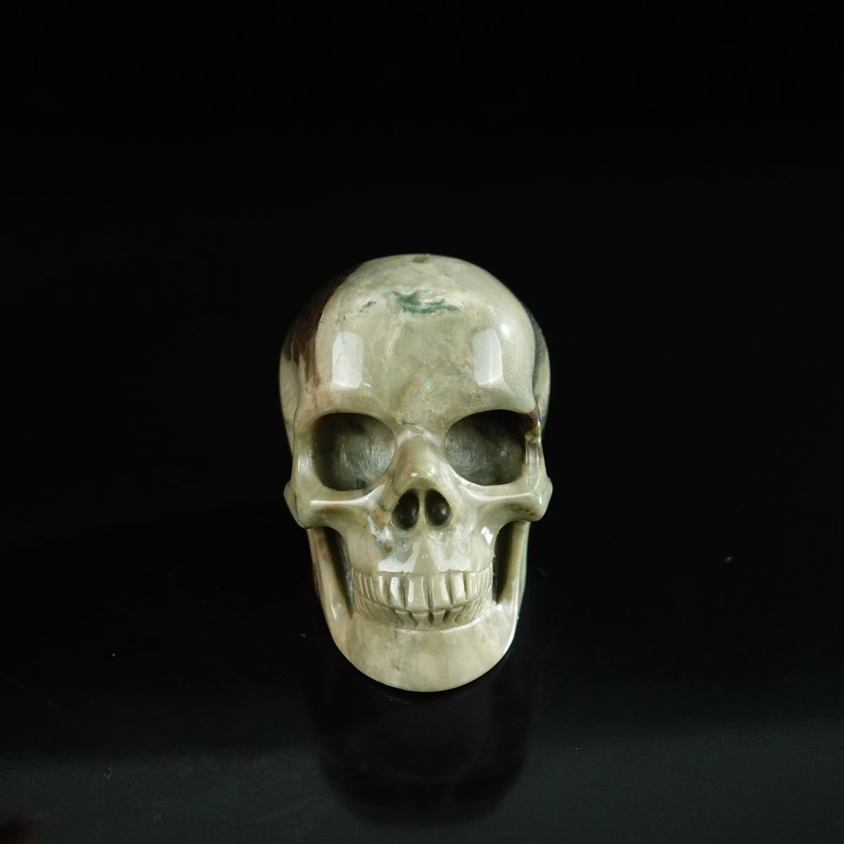 2.2" Nine Dragon Jade Crystal Skull Carving - Unique Piece #HA09