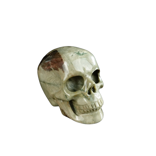 2.2" Nine Dragon Jade Crystal Skull Carving - Unique Piece #HA09 - alternate view