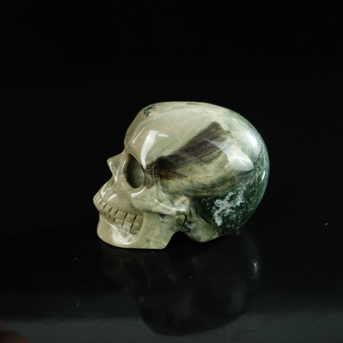 2.2" Nine Dragon Jade Crystal Skull Carving - Unique Piece #HA09