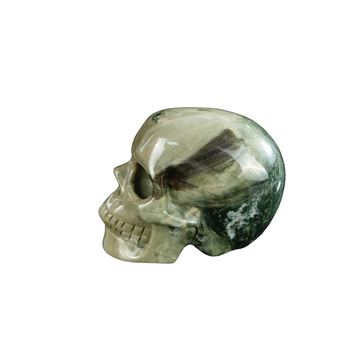 2.2" Nine Dragon Jade Crystal Skull Carving - Unique Piece #HA09