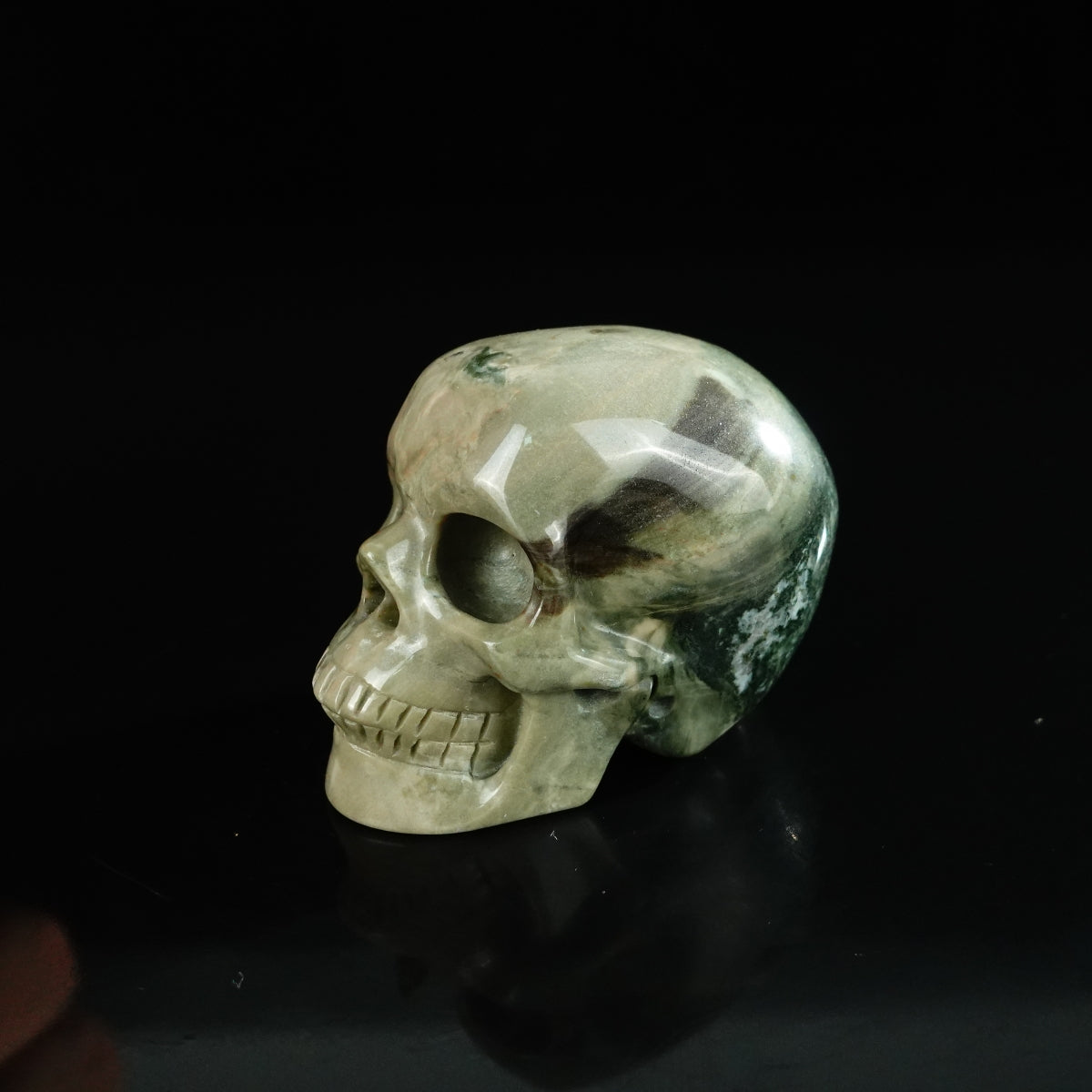 2.2" Nine Dragon Jade Crystal Skull Carving - Unique Piece #HA09