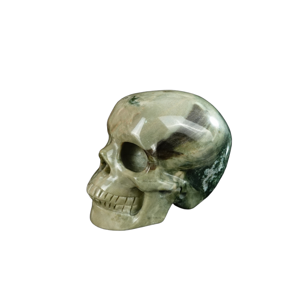 2.2" Nine Dragon Jade Crystal Skull Carving - Unique Piece #HA09