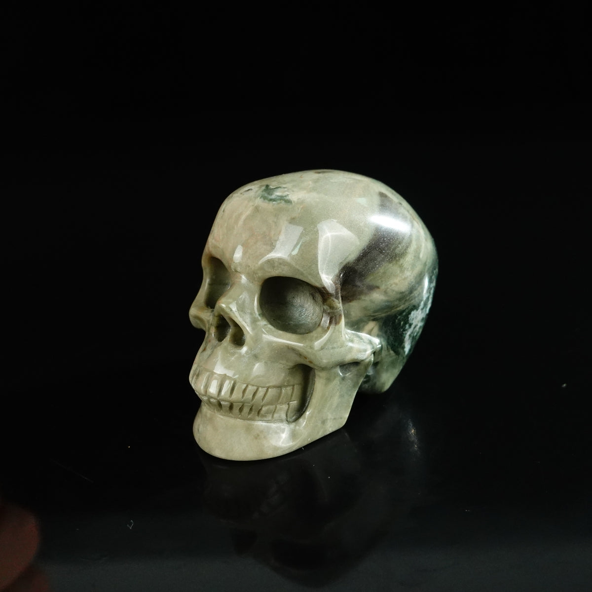 2.2" Nine Dragon Jade Crystal Skull Carving - Unique Piece #HA09