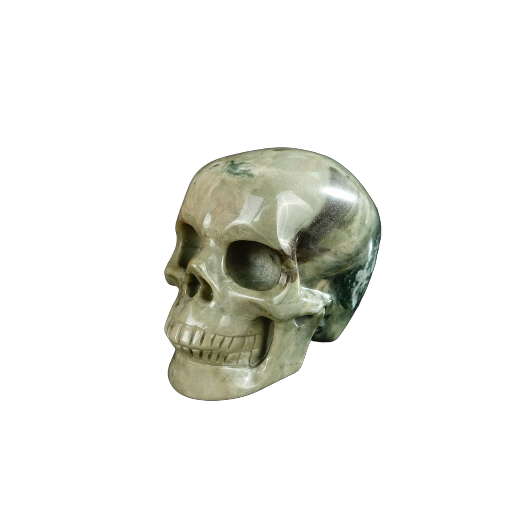 2.2" Nine Dragon Jade Crystal Skull Carving - Unique Piece #HA09