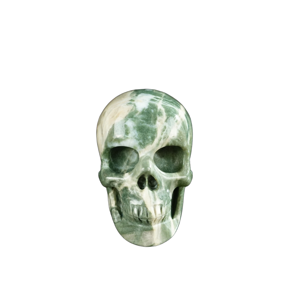 2.2" Nine Dragon Jade Crystal Skull Carving - Unique Piece #HA10