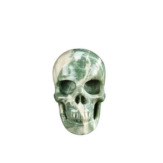 2.2" Nine Dragon Jade Crystal Skull Carving - Unique Piece #HA10